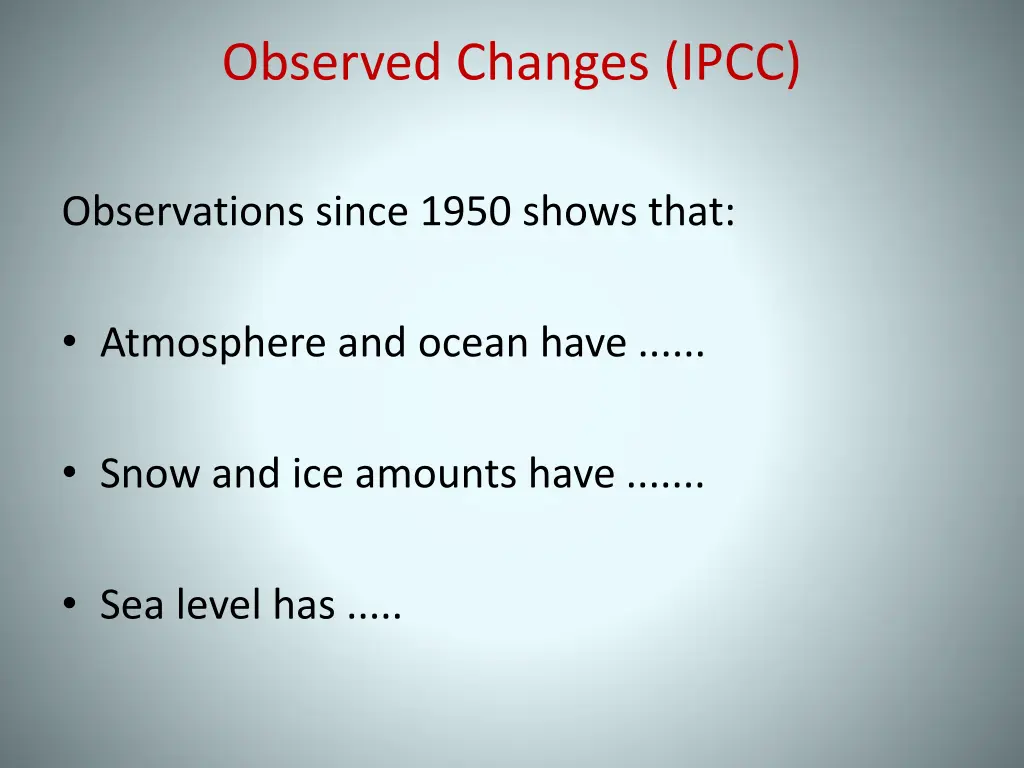 observed changes ipcc 1