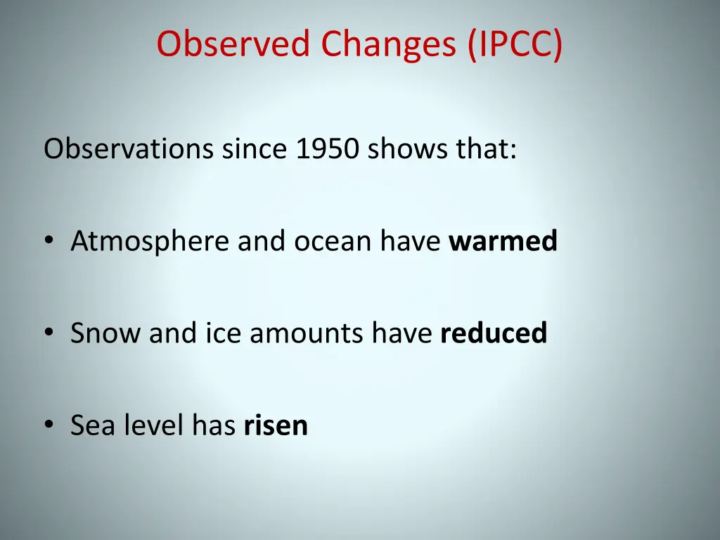 observed changes ipcc 2