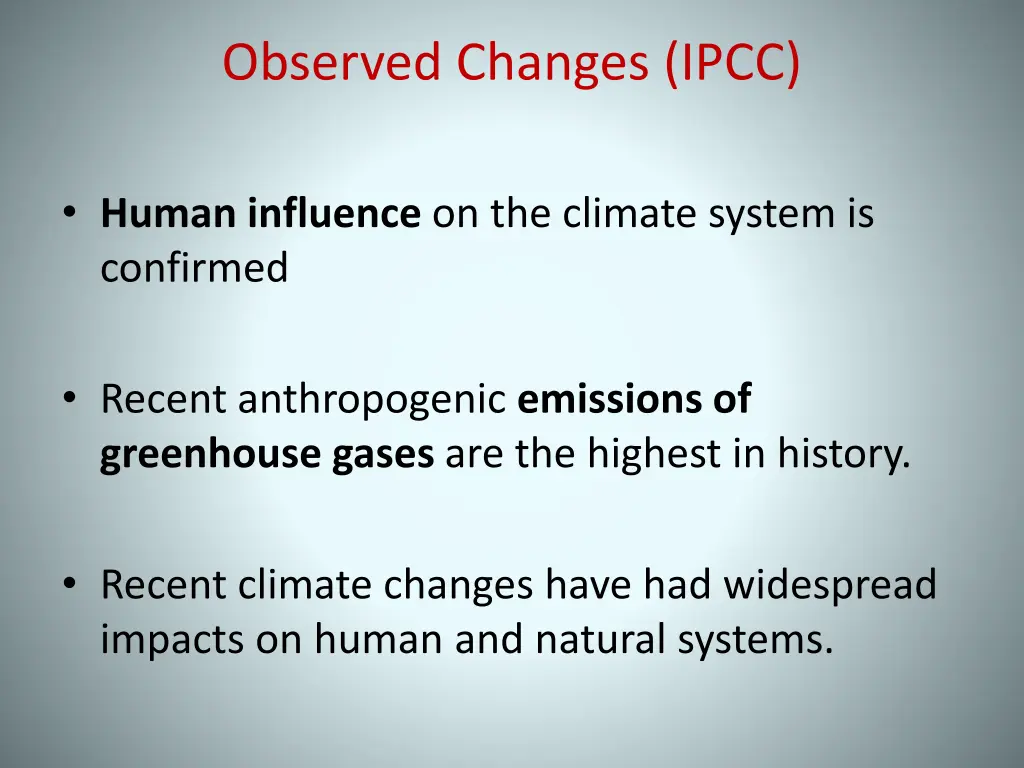 observed changes ipcc