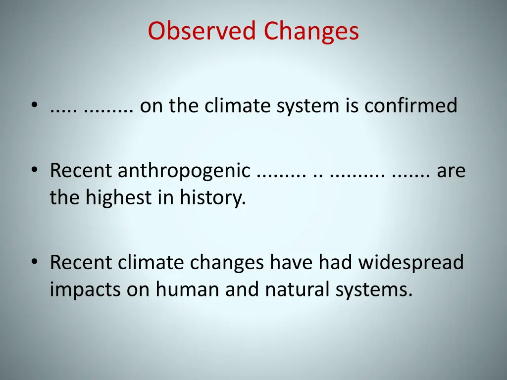 observed changes