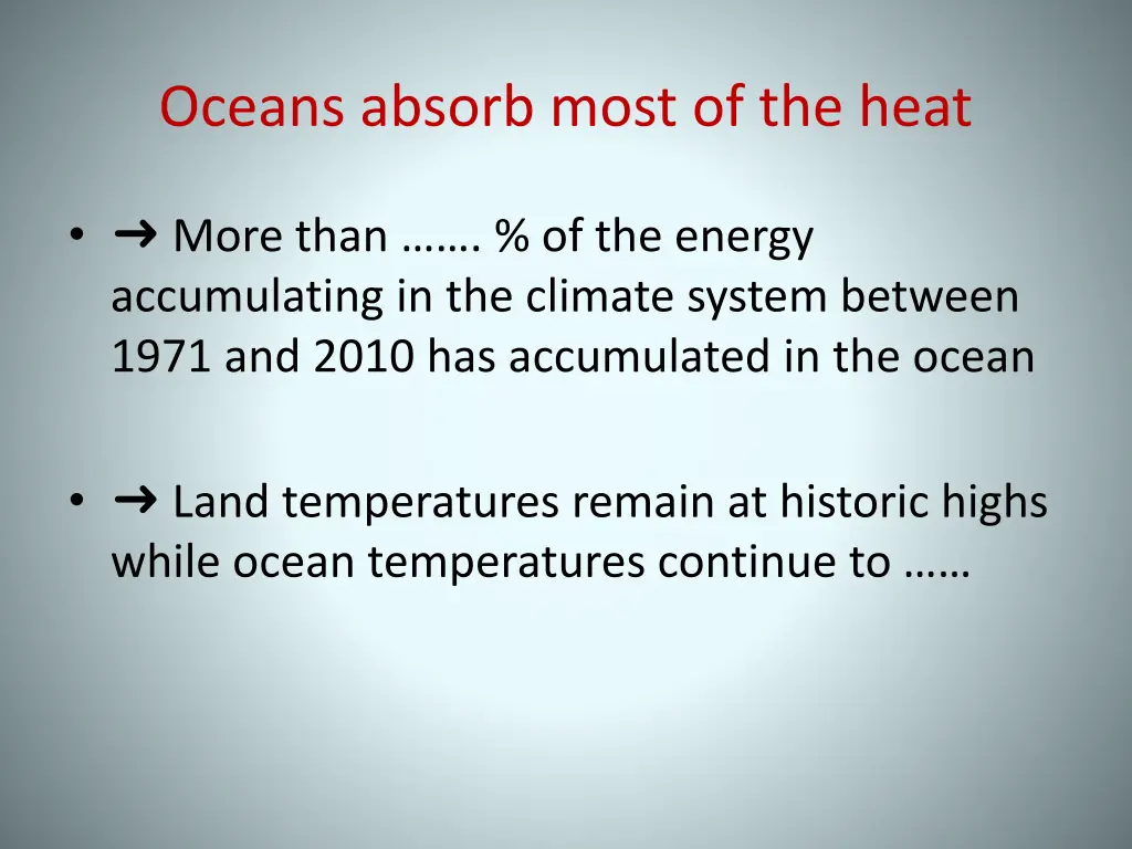 oceans absorb most of the heat