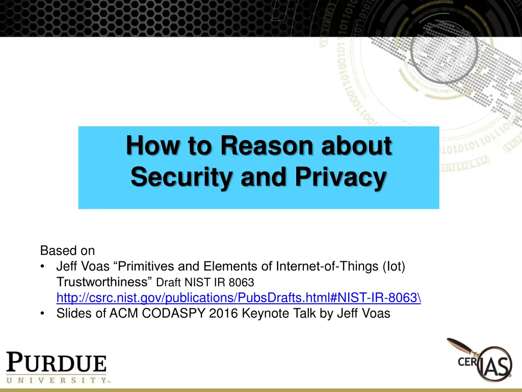 how to reason about security and privacy