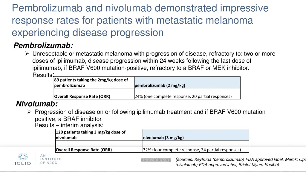 pembrolizumab and nivolumab demonstrated