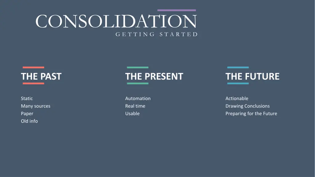 consolidation g e t t i n g s t a r t e d