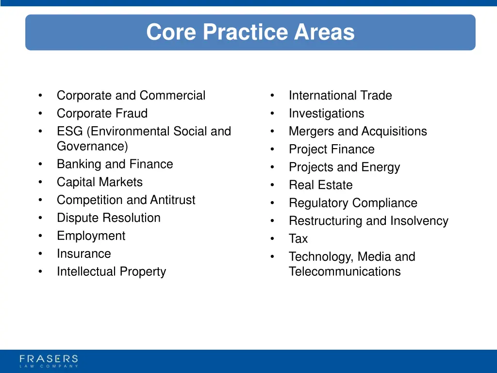 core practice areas