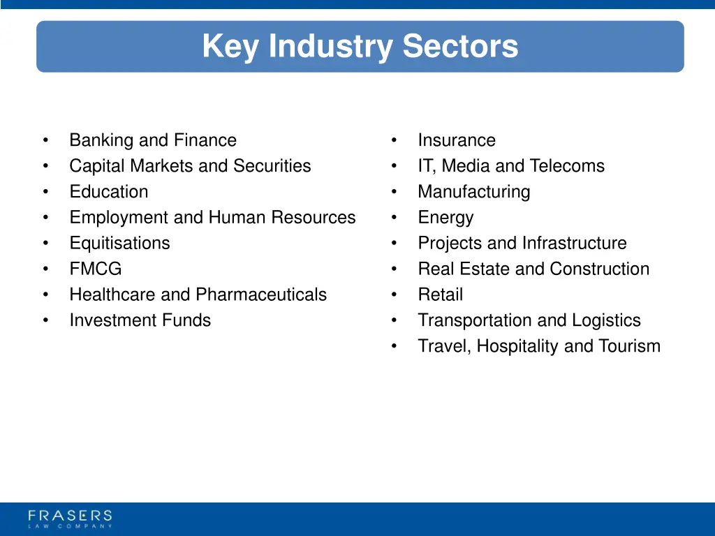 key industry sectors