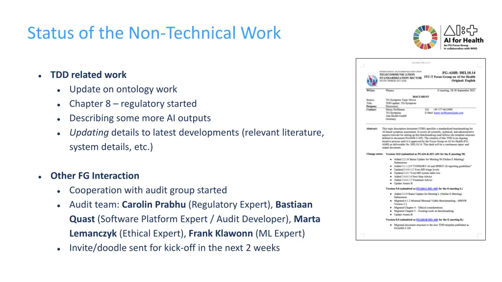 status of the non technical work