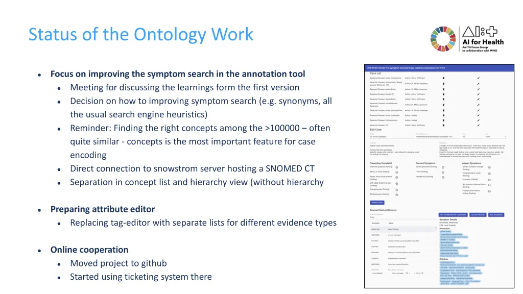 status of the ontology work 1