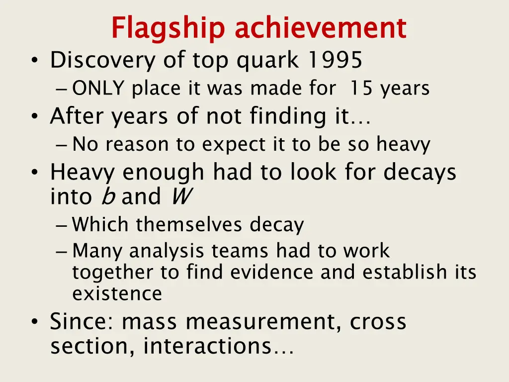 flagship achievement discovery of top quark 1995