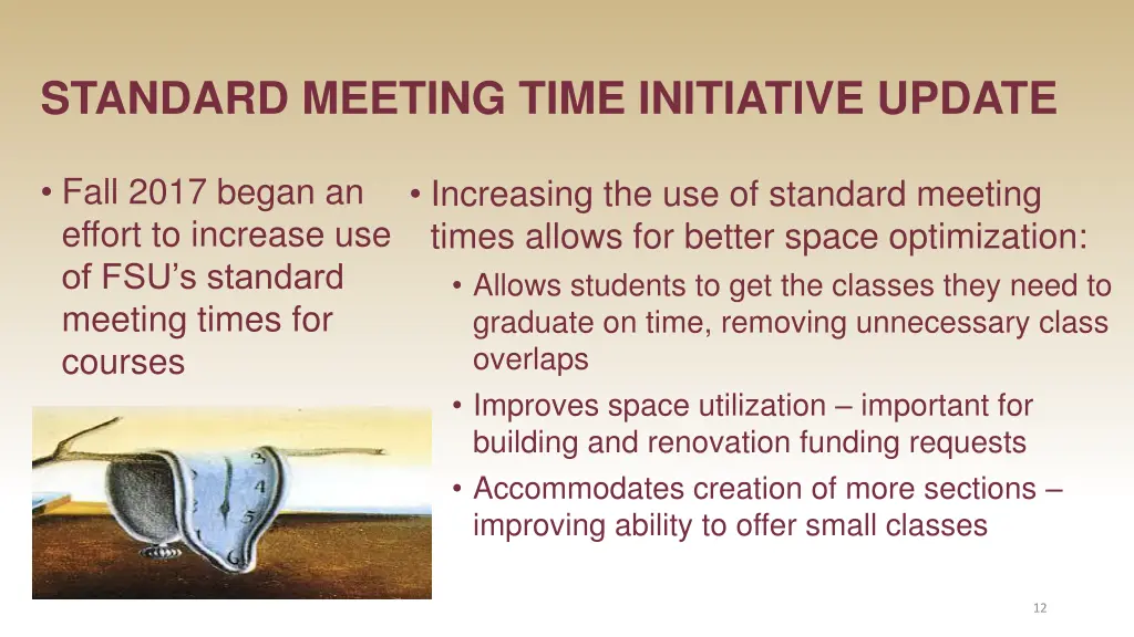 standard meeting time initiative update