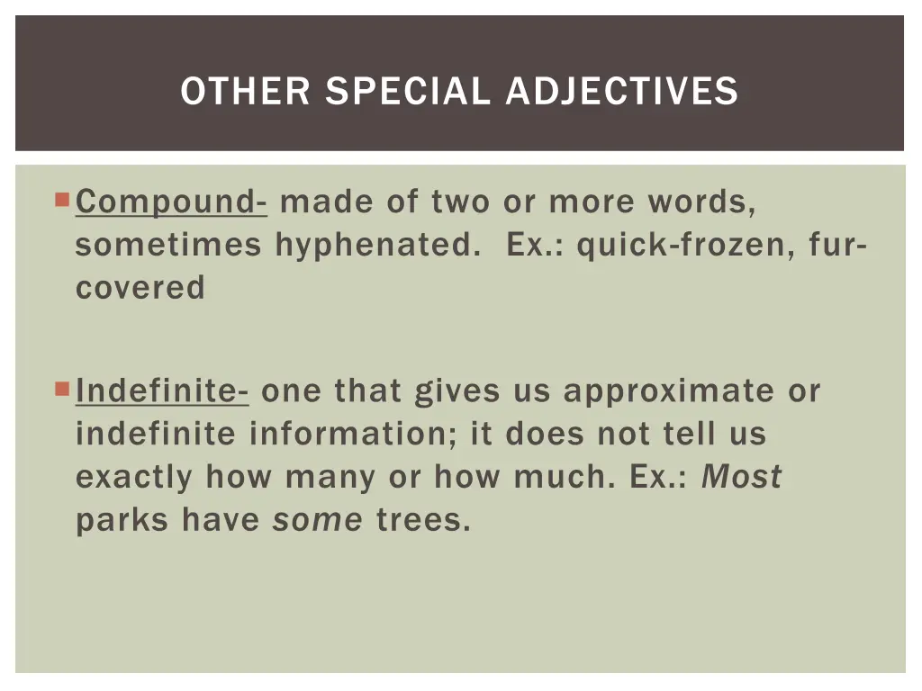 other special adjectives