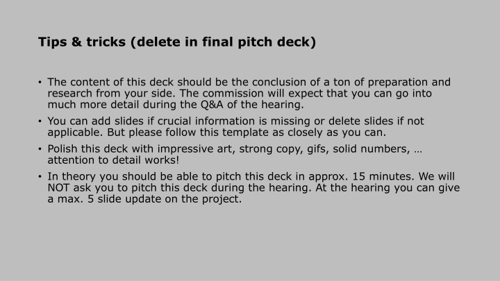 tips tricks delete in final pitch deck