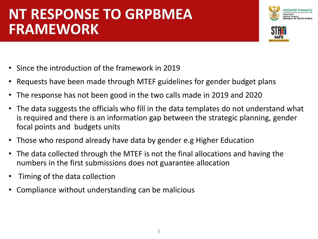 nt response to grpbmea framework