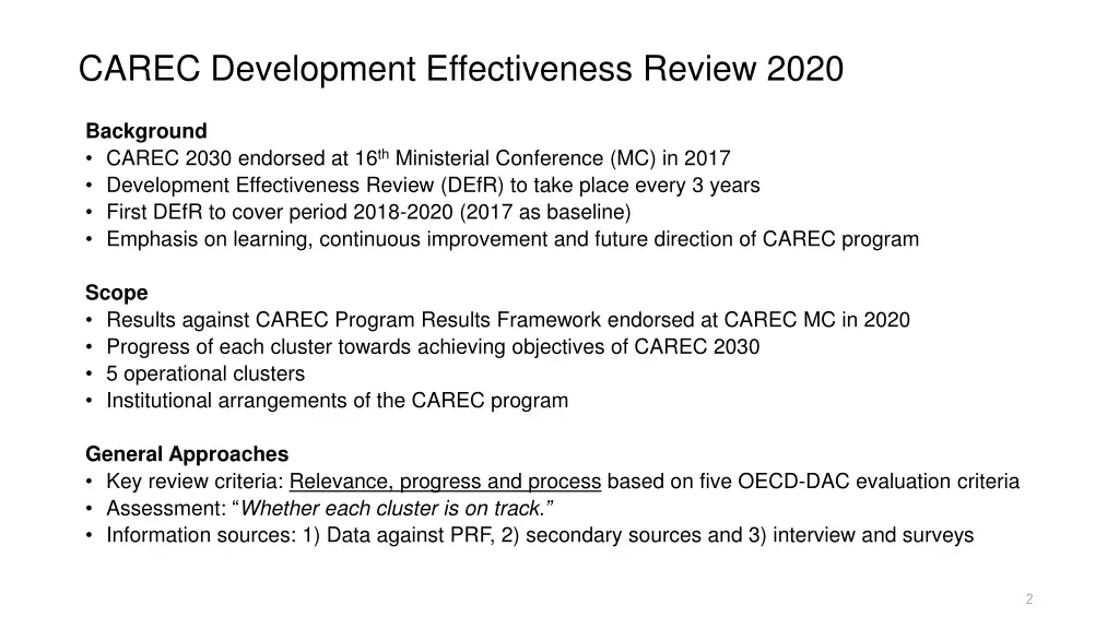 carec development effectiveness review 2020