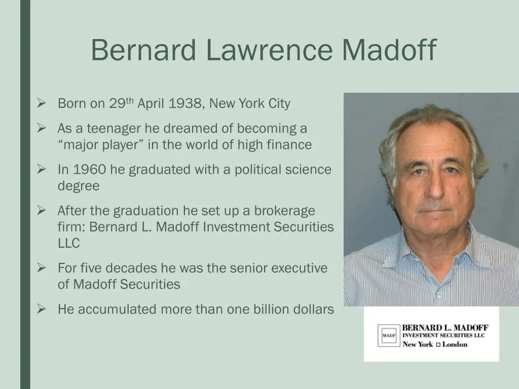 bernard lawrence madoff