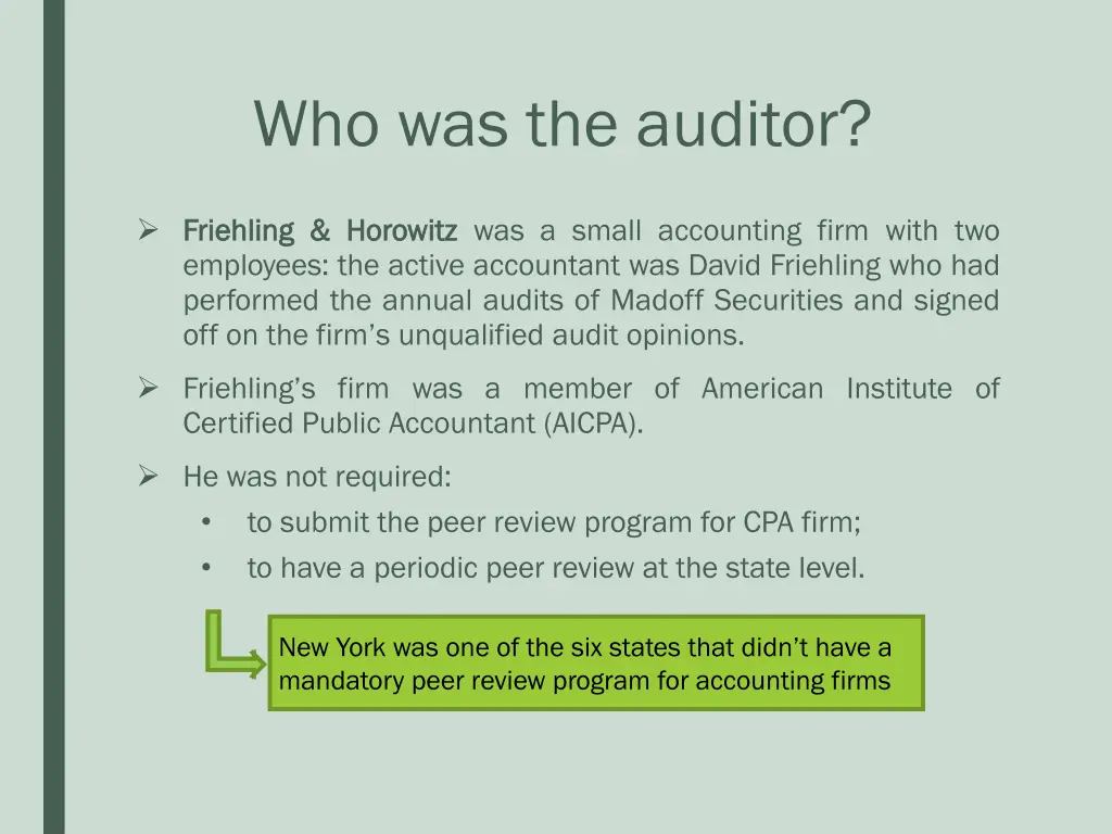 who was the auditor