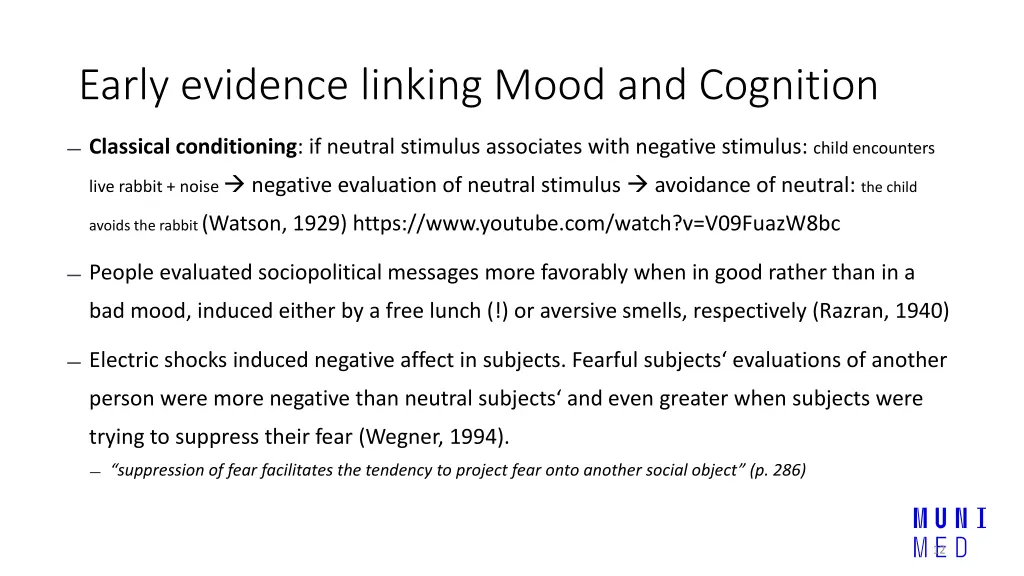 early evidence linking mood and cognition