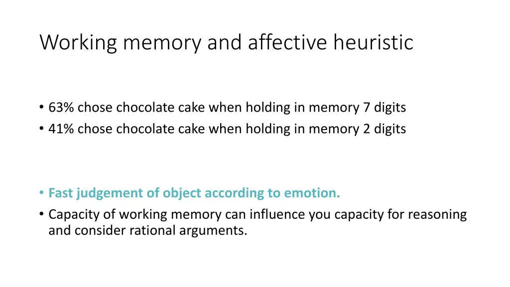 working memory and affective heuristic 1