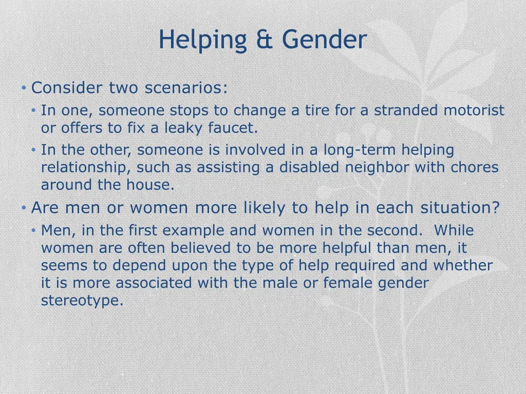 helping gender