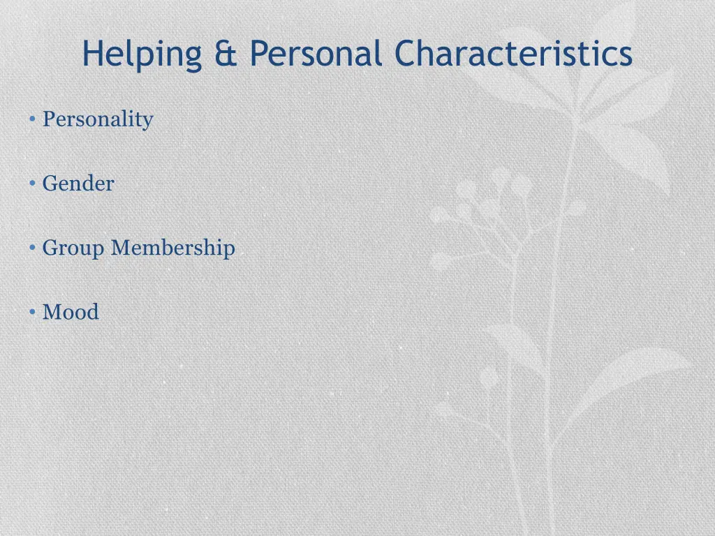 helping personal characteristics