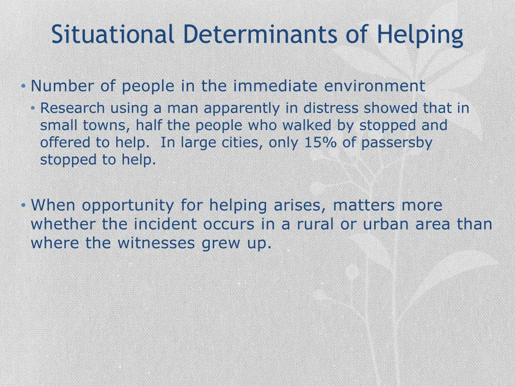 situational determinants of helping