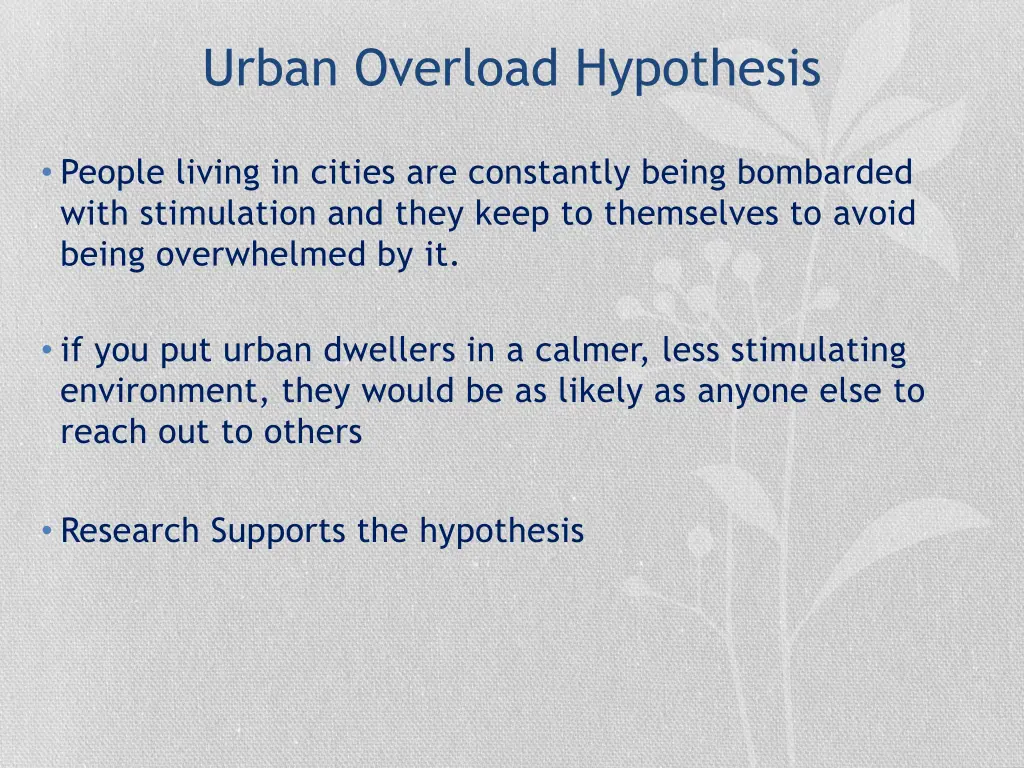 urban overload hypothesis