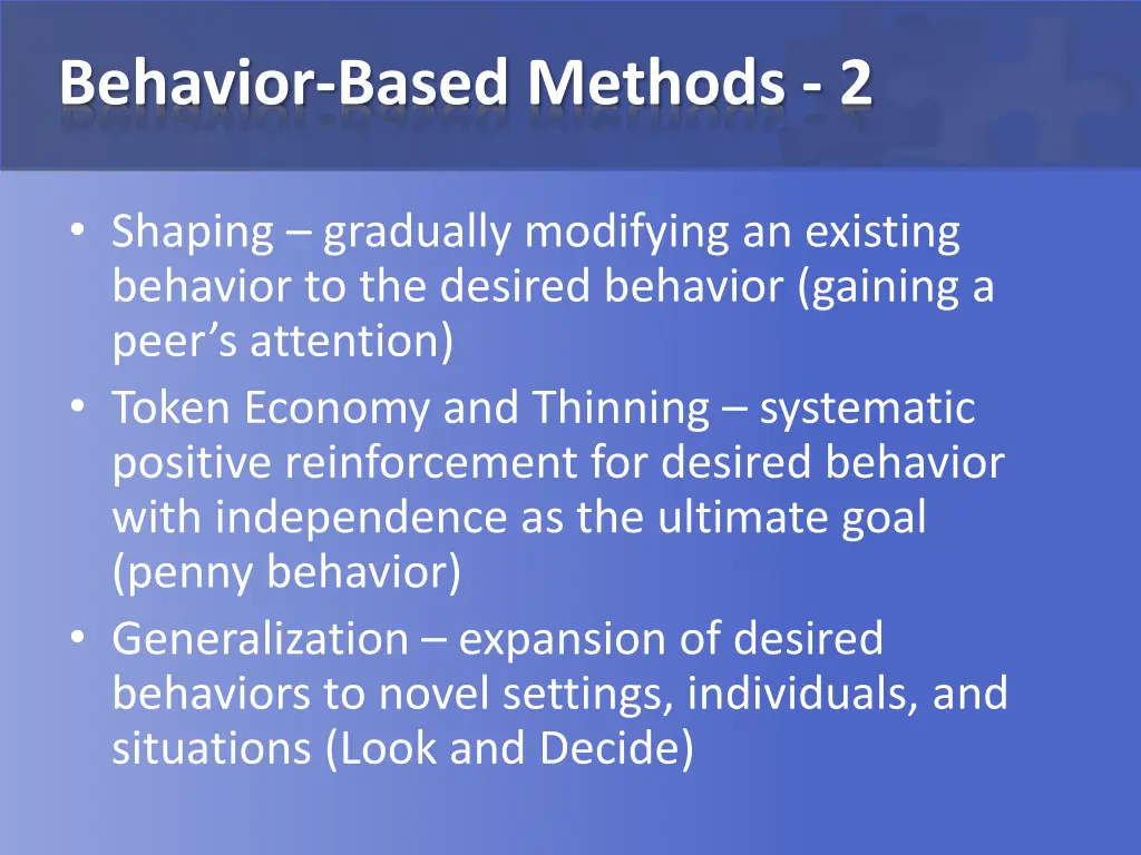 behavior based methods 2