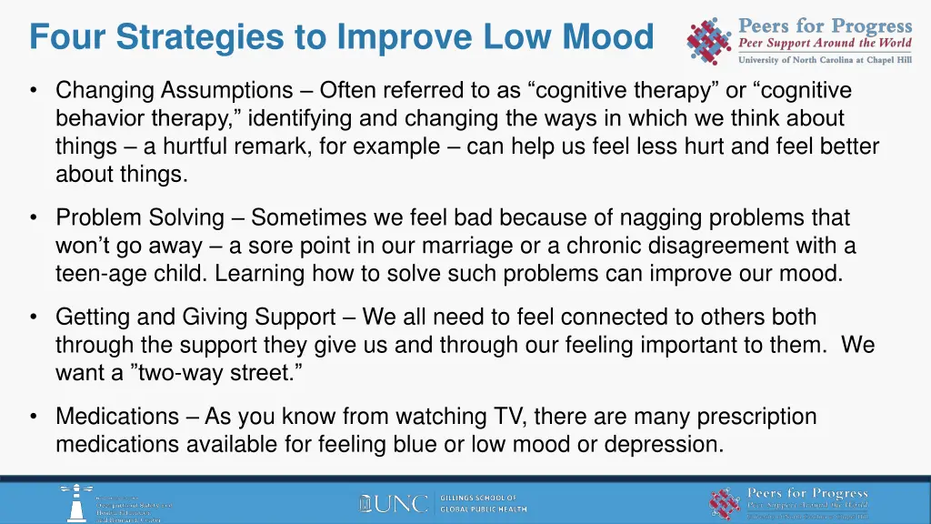 four strategies to improve low mood