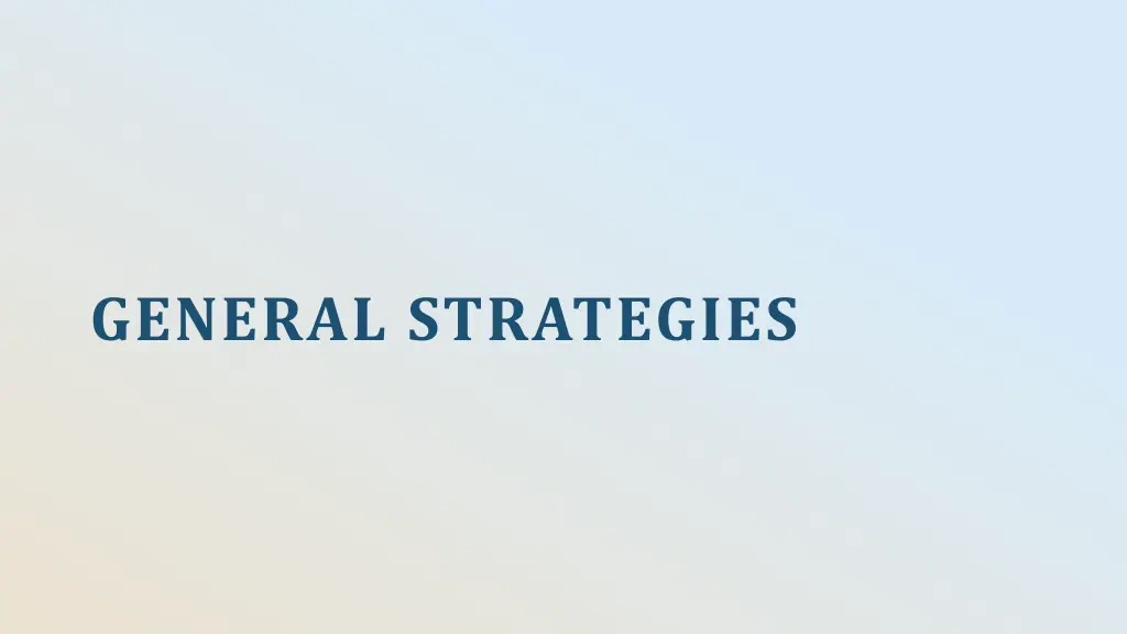 general strategies