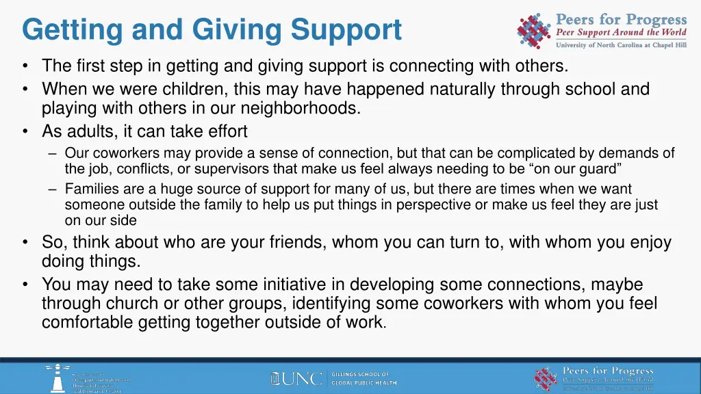 getting and giving support