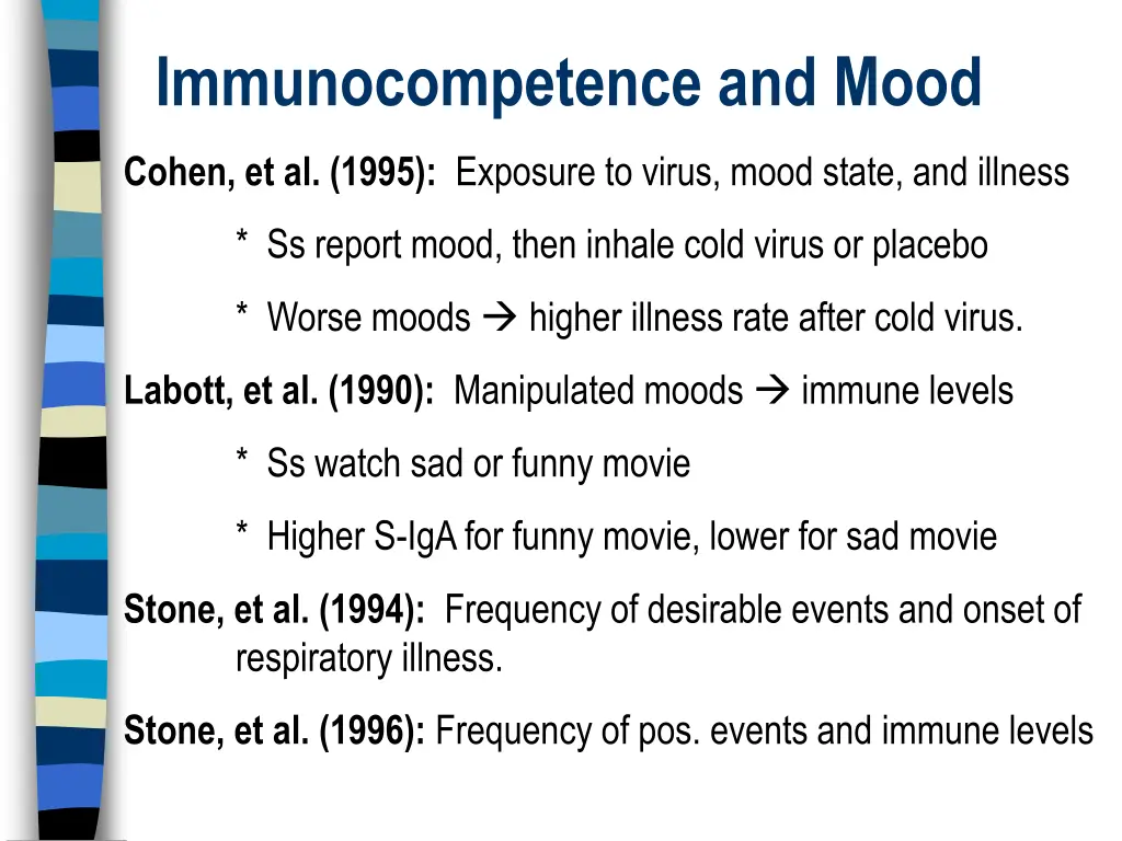 immunocompetence and mood