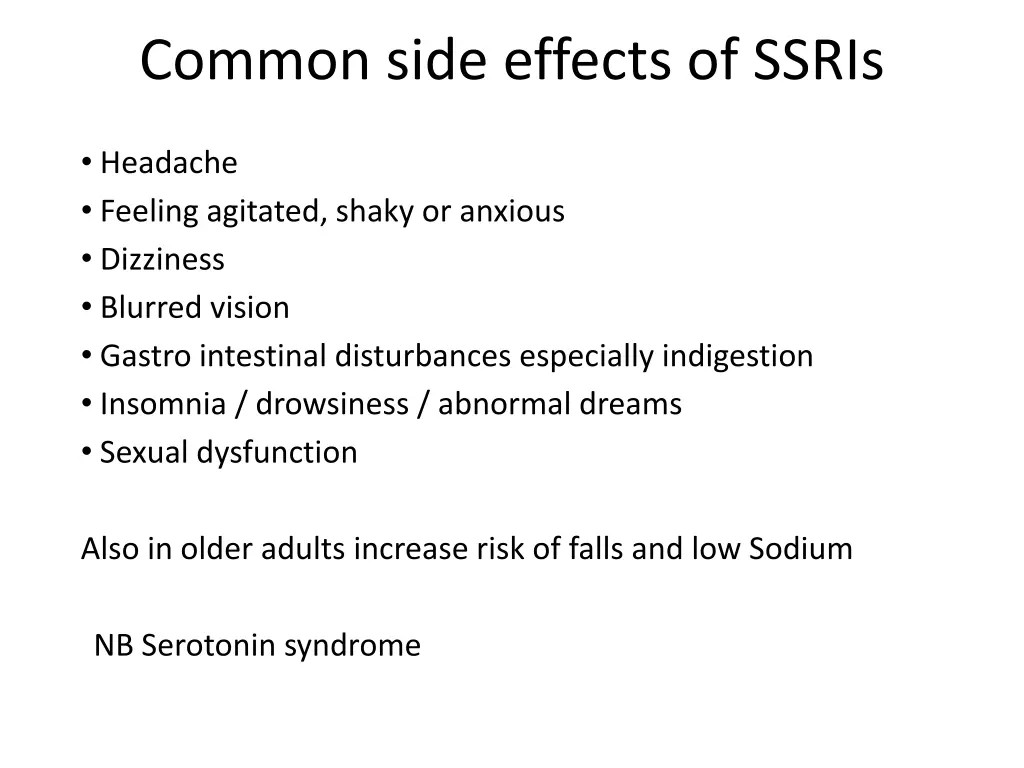 common side effects of ssris