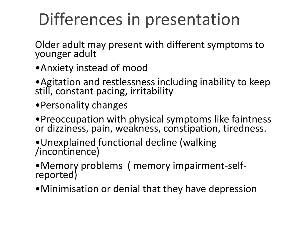 differences in presentation