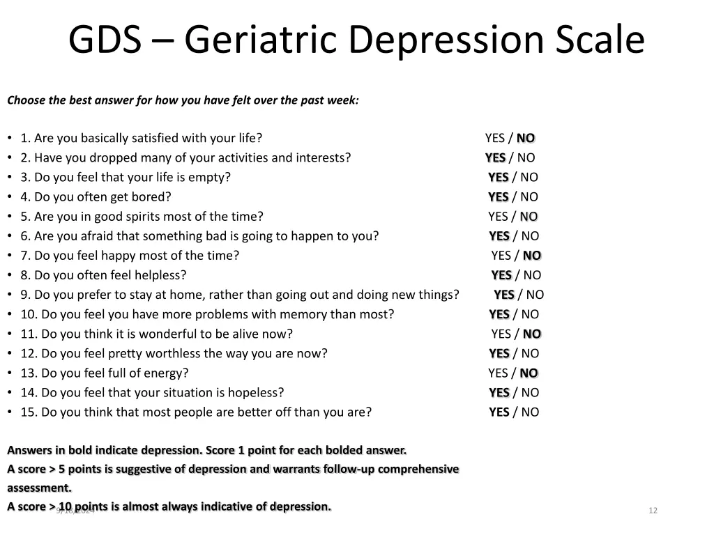 gds geriatric depression scale