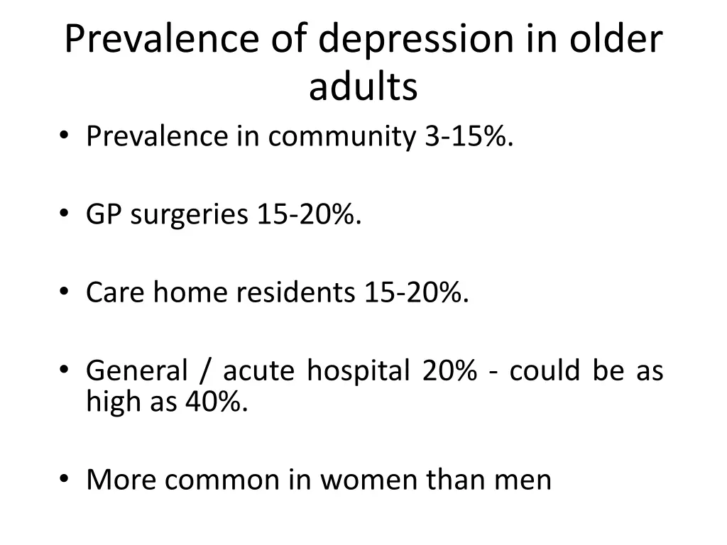 prevalence of depression in older adults