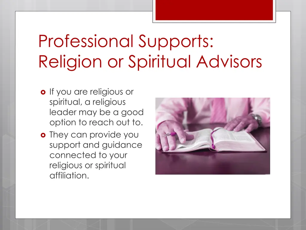 professional supports religion or spiritual