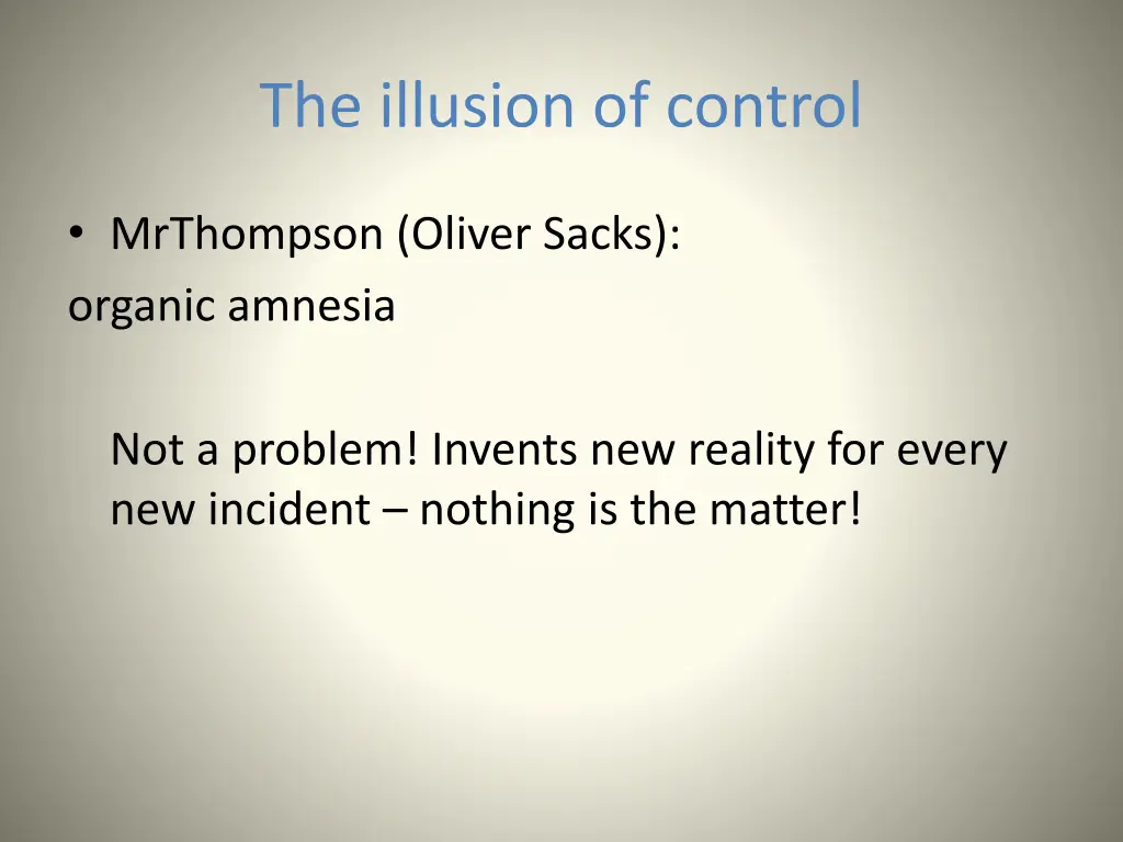 the illusion of control 1