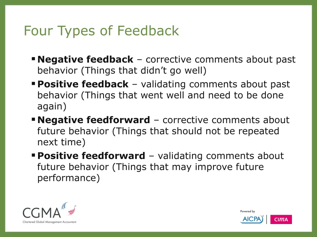 four types of feedback