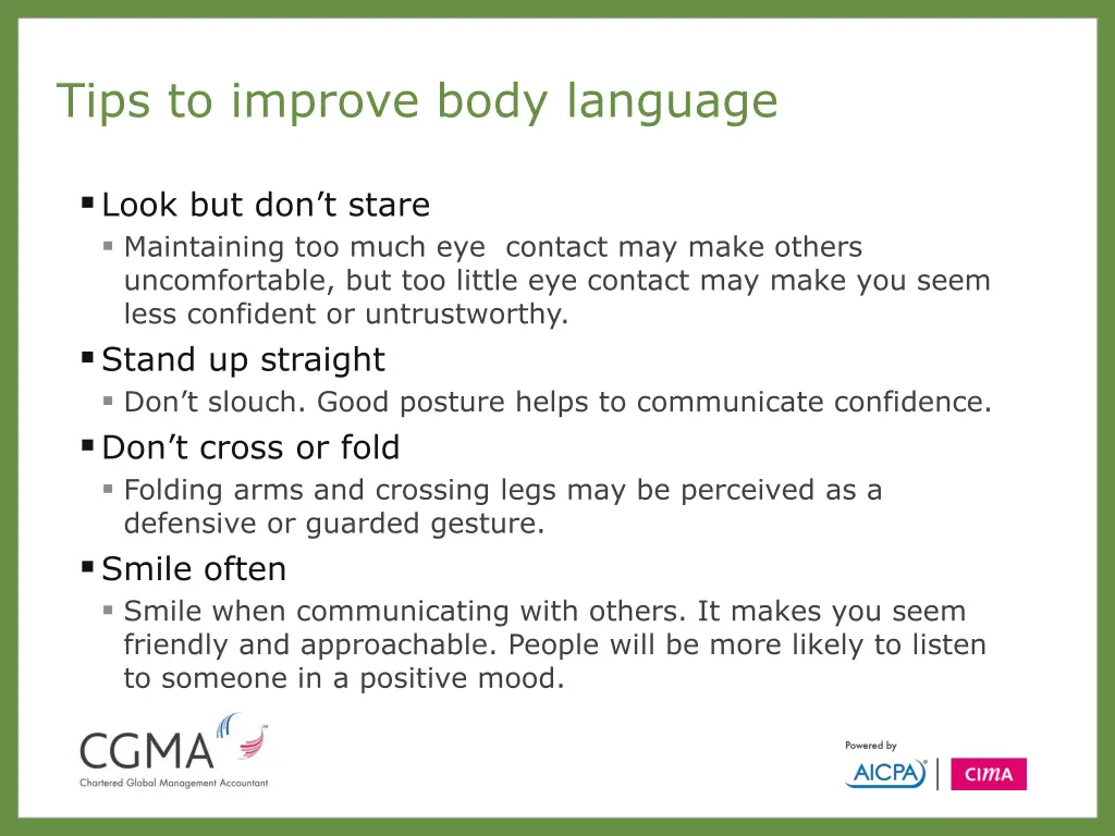 tips to improve body language