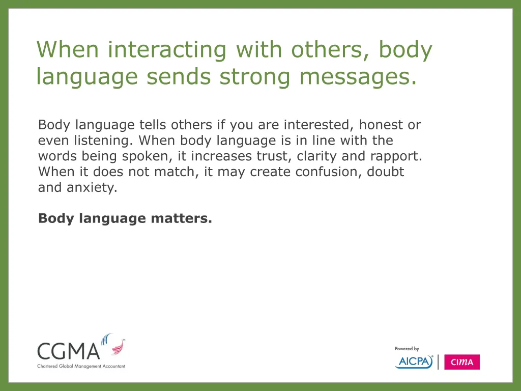 when interacting with others body language sends