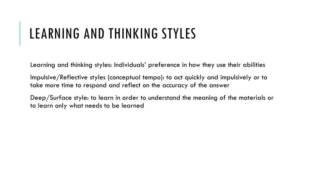 learning and thinking styles