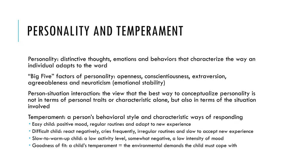 personality and temperament