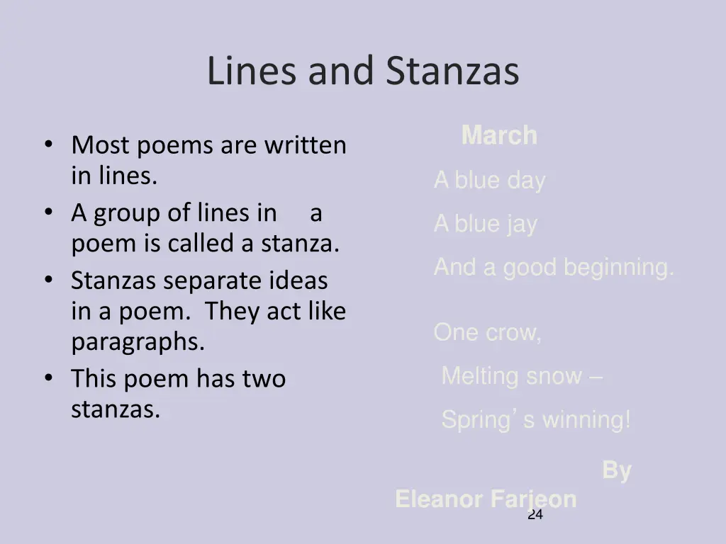 lines and stanzas