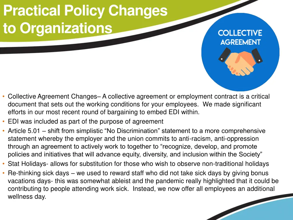 practical policy changes to organizations