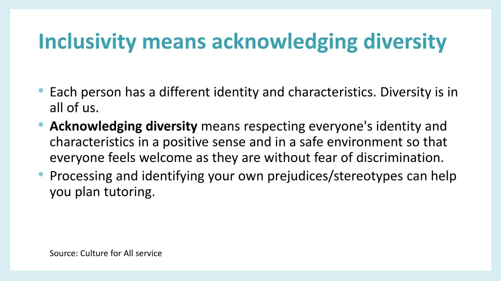 inclusivity means acknowledging diversity