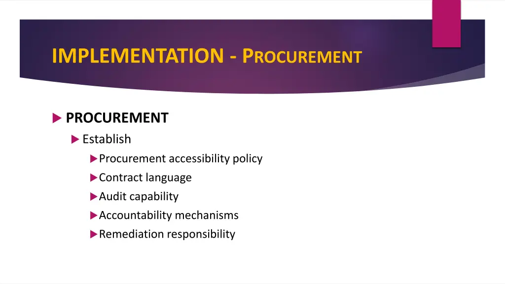 implementation p rocurement