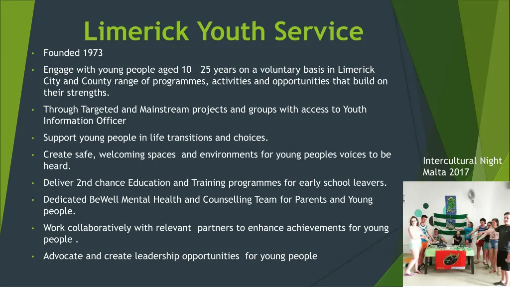 limerick youth service founded 1973