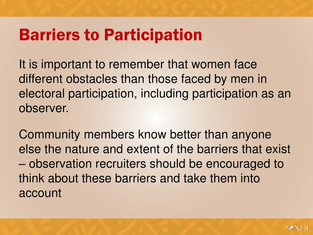 barriers to participation