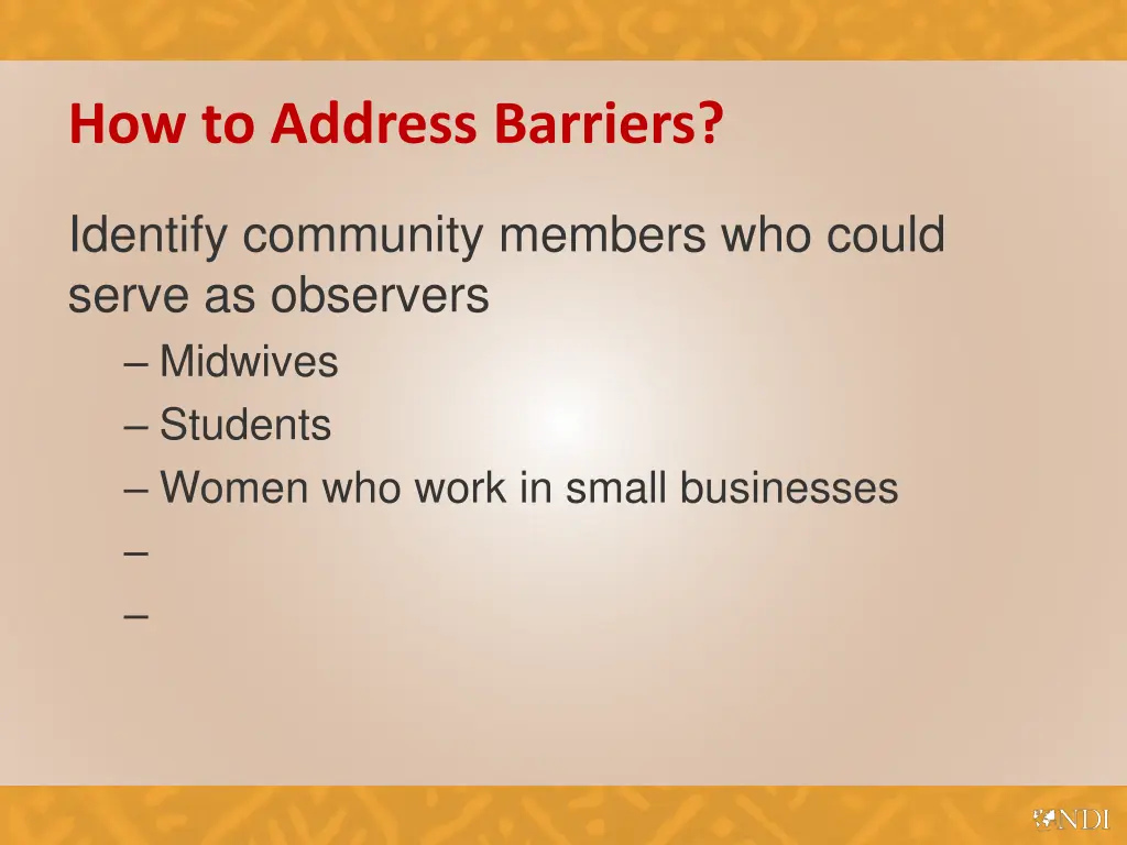 how to address barriers