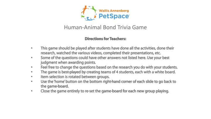 human animal bond trivia game